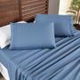 Imagem de Jogo Cama Lençol Honore Casal Padrão Micro Percal 200 Fios c/ Detalhes Bordados 4 Peças - Azul Ice Blue