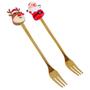 Imagem de Jogo com 2 Garfos Natalinos Para Petiscos Aço Inox com Boneco Pingente 16cm