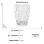Imagem de Jogo com 6 Copos de Vidro Conjunto Diamante 280ml