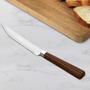 Imagem de Jogo com 6 Facas de Mesa com Corte 22cm Aço Inox Cabo Tipo Rattan Cor Marron Lyor.