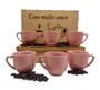Imagem de Jogo Com 6 Xicaras Para Café 170ml Porcelana Caixa Mdf Com Tampa Bandeja