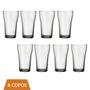 Imagem de Jogo Com 8 Copos Vidro 200ml Boteco Chopp Transparente Nadir