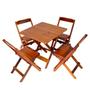 Imagem de Jogo Conjunto 1 Mesa 60x60cm e 4 Cadeiras Bar Dobrável em Madeira Maciça - Com Pintura Mel