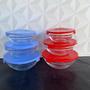 Imagem de Jogo conjunto de pote de vidro redonda com tampa de plástico vermelho ou azul para cozinha