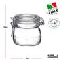 Imagem de Jogo de 2 Potes herméticos pequenos de 500ml Fido Rocco Bormioli transparente com tampa para armazenamento de alimentos