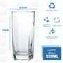 Jogo De 6 Copos Vidro Quadrado Colorido Cristal 320ml - DONA LAURA Imagem de Jogo De 6 Copos Vidro Quadrado Colorido Cristal 320ml