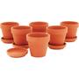 Imagem de Jogo de 6 Vasos Clay Cachepô Para Jardim Terracota Com Prato