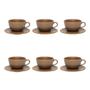 Imagem de Jogo De 6 Xícaras De Porcelana Com Pires 200ml Café Chá Oxford Avelã