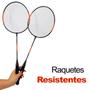 Imagem de Jogo De Badminton Completo Art Sport Com 2 Raquetes Alumínio Resistente 3 Petecas Macia E Leve Para Jogos E Treinos