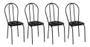 Imagem de Jogo de Cadeiras para Cozinha - Kit com 4 Cadeiras Cromo Preto - Assento Preto Florido - Artefamol