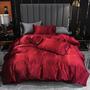 Imagem de Jogo de cama casal super king cetim 7pç vermelho c/graffiti