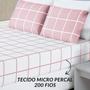 Imagem de Jogo De Cama King Dupla Face Grid Micro Percal 200 Fios Austin 3 Pçs Rosa