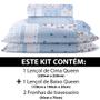 Imagem de Jogo de Cama Lençol 4 Peças Queen Com Elástico Estampado 158x198x30cm  BF Colchões