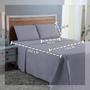 Imagem de Jogo de Cama Lençol Queen 300 Fios Algodão 4 peças Conjunto com Elástico e Fronhas