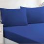 Imagem de Jogo de cama malha lençol 100% algodão gran moratta 3 peças casal - azul royal