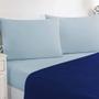 Imagem de Jogo de cama malha lençol 100% algodão gran moratta 3 peças solteiro - azul royal/azul bebê