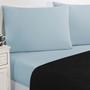 Imagem de Jogo de cama malha lençol 100% algodão gran moratta 3 peças solteiro - preto/azul bebê