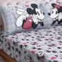 Imagem de Jogo de Cama Portallar Casal Joy Malha Mista Estampado Disney Namorados Lovefilm 3 Pçs Cinza