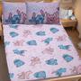 Imagem de Jogo de Cama Portallar Casal Malha Mista Joy Disney Stitch e Angel Love 03 Peças Rosa