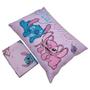 Imagem de Jogo de Cama Portallar Solteiro Malha Mista Joy Disney Stitch e Angel Love 02 Peças Rosa