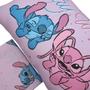 Imagem de Jogo de Cama Portallar Solteiro Malha Mista Joy Disney Stitch e Angel Love 02 Peças Rosa