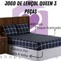 Imagem de Jogo De Cama Queen 3 peças Lençol Micro Percal 400 Fios Estampado