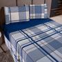 Imagem de Jogo de Cama Refúgio King Percal Algodão Luxo 4 Peças Xadrez Azul