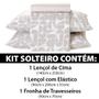 Imagem de Jogo de Cama Solteiro 3 peças Lençol com Elástico 100% Algodão Percal 130 Fios 90x200x35cm - Dohler