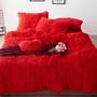 Imagem de Jogo de cama solteiro 6 peças com edredom pelúcia vermelho