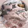 Imagem de Jogo de cama solteiro rosé com cinza 7 peças com edredom