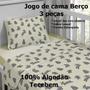 Imagem de Jogo de Cama Tecebem Malha Berço Estampado Curiosidade 3 Peças Perola