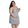 Imagem de Jogo De Camisola Com Robe  Linda Gestante Gestante e Pós Parto Plus Size Cinza Poa Branco