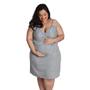 Imagem de Jogo De Camisola Com Robe  Linda Gestante Gestante e Pós Parto Plus Size Cinza Poa Branco