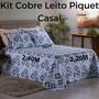 Imagem de Jogo De Cobre Leito Piquet Cama Casal 3 Peças Estampado