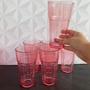 Imagem de Jogo de copo de vidro rosa 385ml grande na caixa para água suco ou refrigerante de cozinha