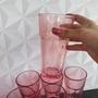 Imagem de Jogo de copo de vidro rosa 385ml grande na caixa para água suco ou refrigerante de cozinha