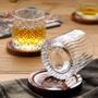 Imagem de Jogo De Copos De Vidro Whisky Giratório 360 Com Base Inox Térmica Bebidas Gin Drinks Bar - 150ml