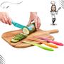Imagem de Jogo de faca de cozinha churrasco colorida aço inox cabo plastico