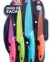 Imagem de Jogo de Faca de Cozinha kit com 4 unidades Coloridas Inox de Qualidade Inoxidavel - SQ