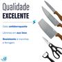 Imagem de Jogo De Facas Profissionais Kit Com 5 Peças Para Chef De Cozinha E Churrasco Aço Inoxidável Gourmet