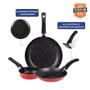 Imagem de Jogo De Frigideiras Francesas 3 Peças 14 18 24cm Vermelho Nacional