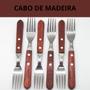 Imagem de Jogo de Garfo Talher p/ Churrasco 6 pçs com Cabo de Madeira