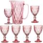Imagem de Jogo De Jarra 1 L E 6 Taças 260ml Rosa Diamond Ke Home