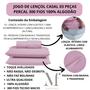 Imagem de Jogo de Lençol Casal 300 Fios 100% Algodão 03 Peças Lençol com Elástico e Fronha Cama Box
