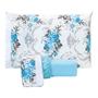 Imagem de Jogo De Lençol Estampado Casal Queen 03 Peças Flores Azul Claro MICROPERCAL