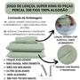 Imagem de Jogo de Lençol King Size 300 Fios 100% Algodão 03 Peças Lençol com Elástico e Fronha Cama Box