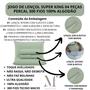 Imagem de Jogo de Lençol King Size 300 Fios 100% Algodão 04 Peças Lençol com Elástico e Fronha Cama Box