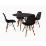 Imagem de Jogo de Mesa 4 Cadeiras Pretas Eames Dkr 110 Cm Base Madeira Tampo Preto