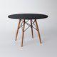 Imagem de Jogo De Mesa 4 Cadeiras Pretas Eames Eiffel 110 Cm Base Madeira Tampo Preto