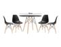 Imagem de Jogo De Mesa 4 Cadeiras Pretas Eames Eiffel 90Cm Base Madeir